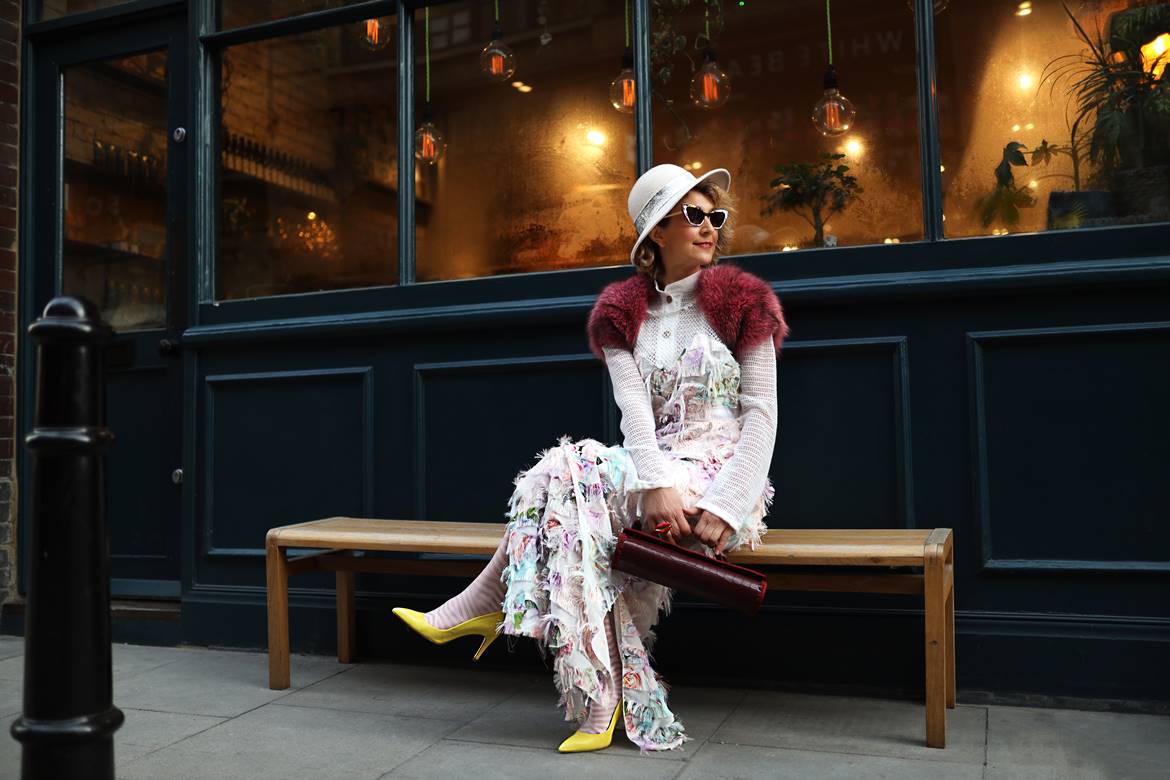 Chrysanthi Kosmatou,Think-Feel-Discover fashion blogger, vlogger, fashion stylist About Me photo, London Street Style during LFW in February 2020