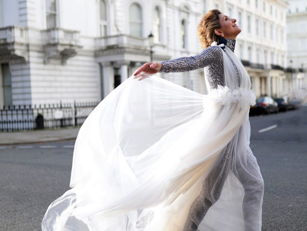 Maison Faliakos Couture dress wearing by Think-Feel-Discover, Chrysanthi KosmatouBest Fashion Awards 2019 London Red carpet fashion