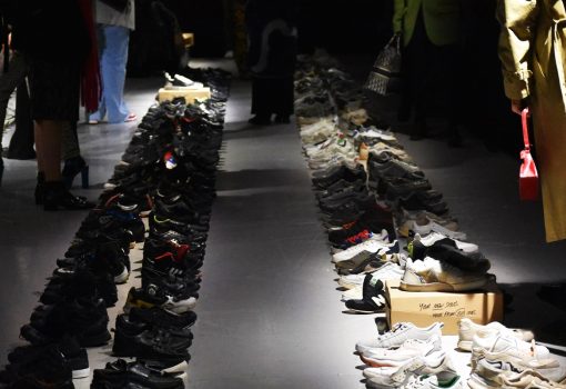 Helen Kirkum's Sneaker Palimpsest, NEWGEN London Fashion Week 2023 Presentation at Selfridges.