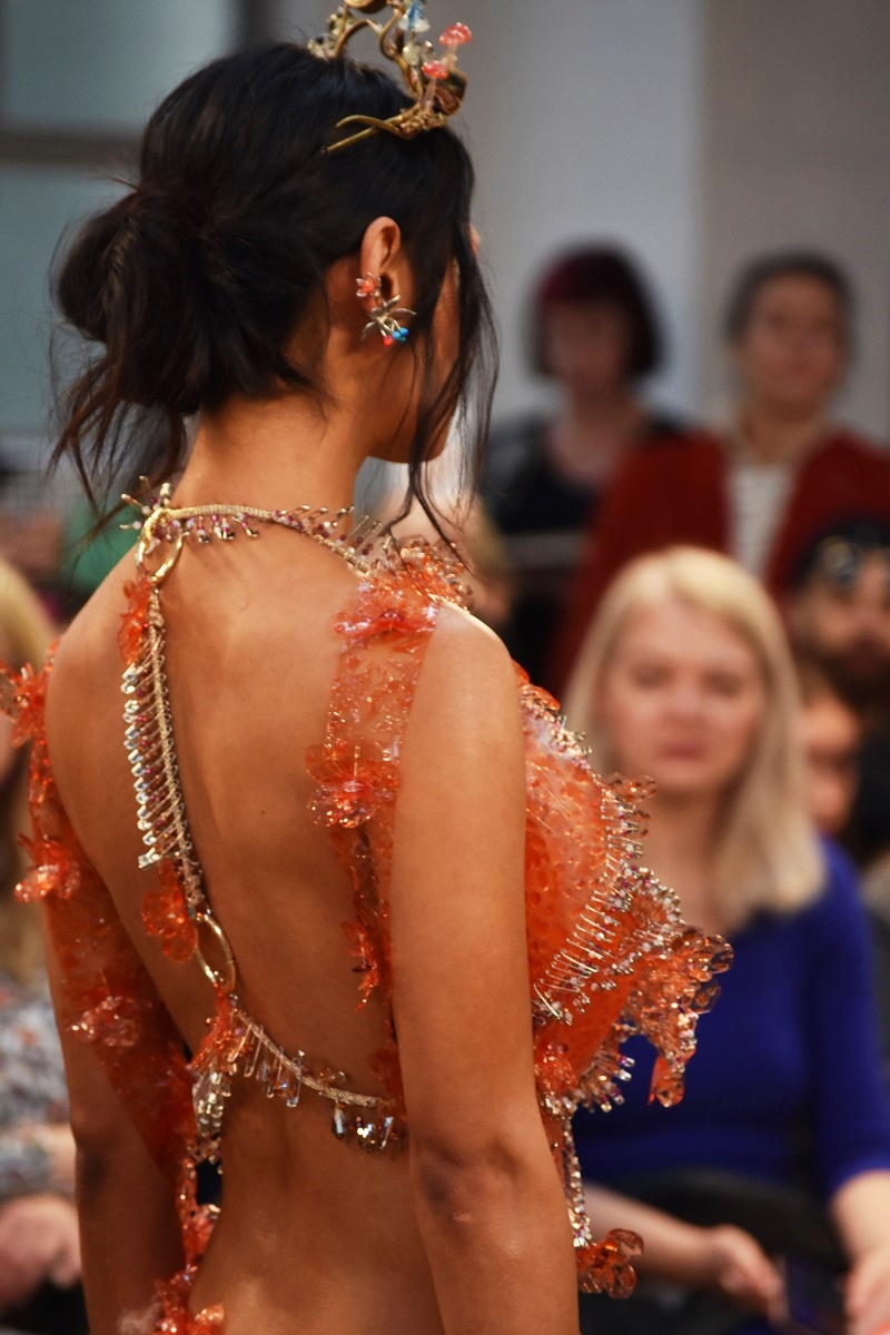 Sustainable luxry fashion by Mata Durikovic. Bioluxury catwalk by the Slovak Fashion Council in collaboration with fashion Scout at LFW23.