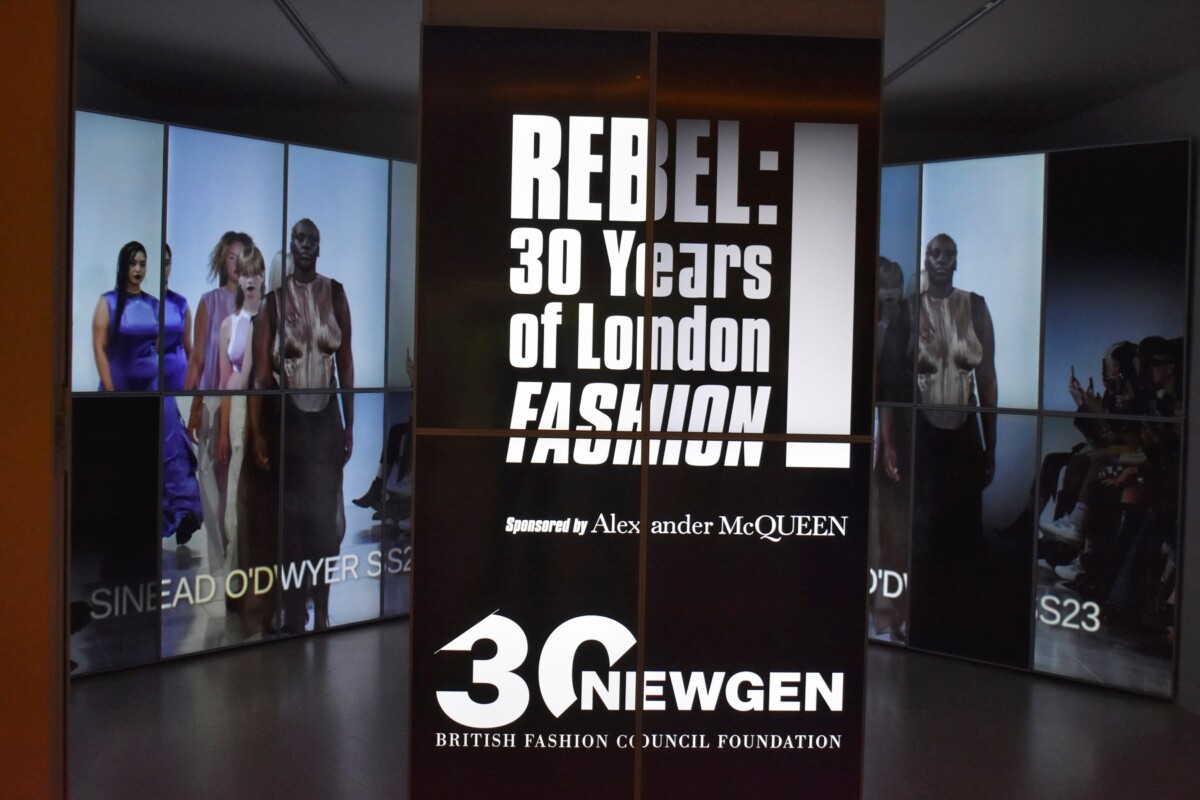 Rebel 30 Years of London Fashion, BFC NEWGEN exhibition sponsored by Alexander McQueen, Design Museum, London Fashion Week 2024.