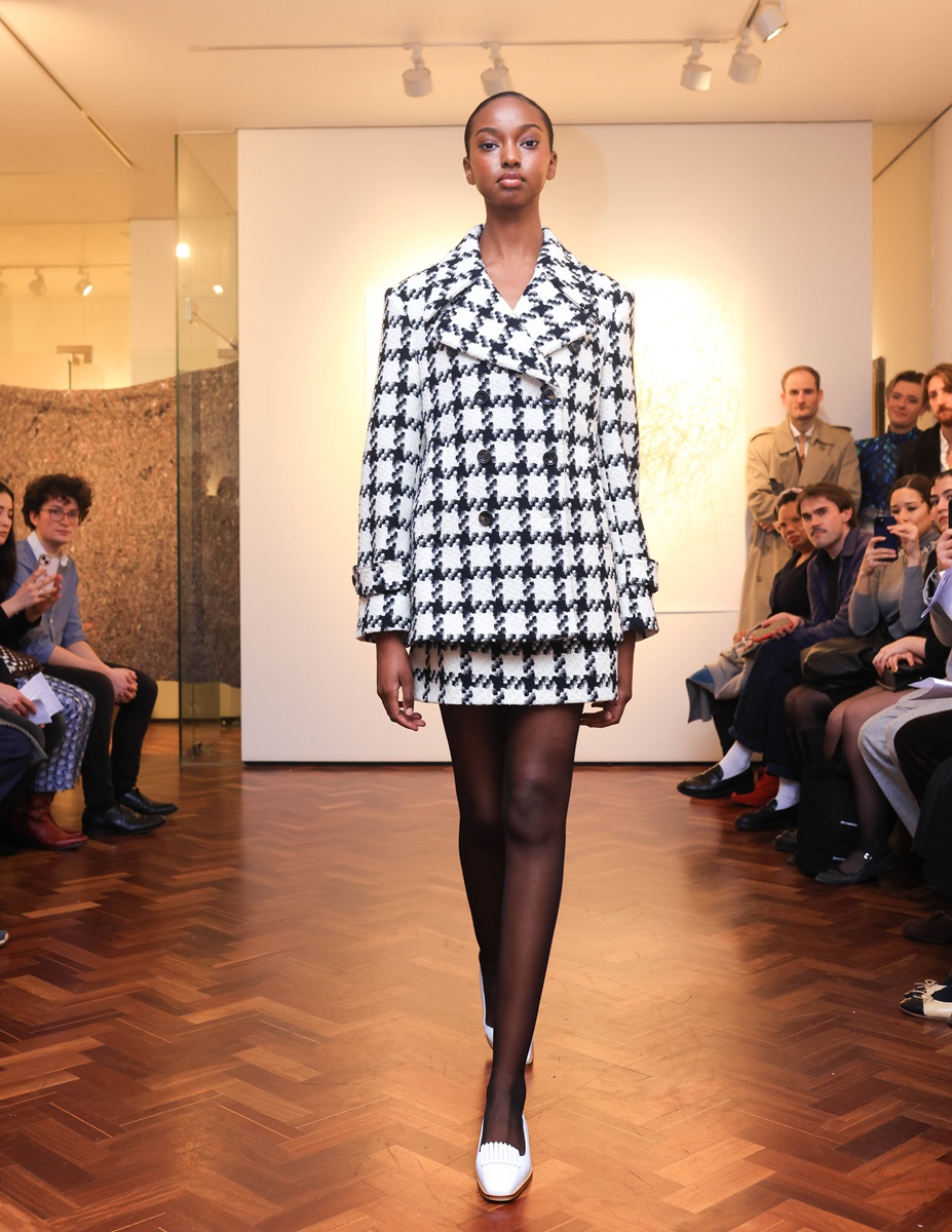 Pea Cock Pea coat by Banshee of Savile Row at the London Fashion Week February 2025.6