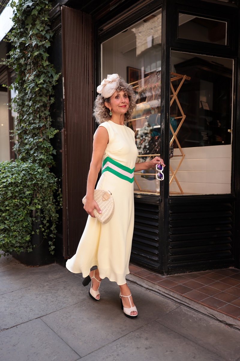 LK Bennette London Royal Ascot 2025 Collection worn by Chrysanthi Kosmatou, Think-Feel-Discover.com for street style photography in London