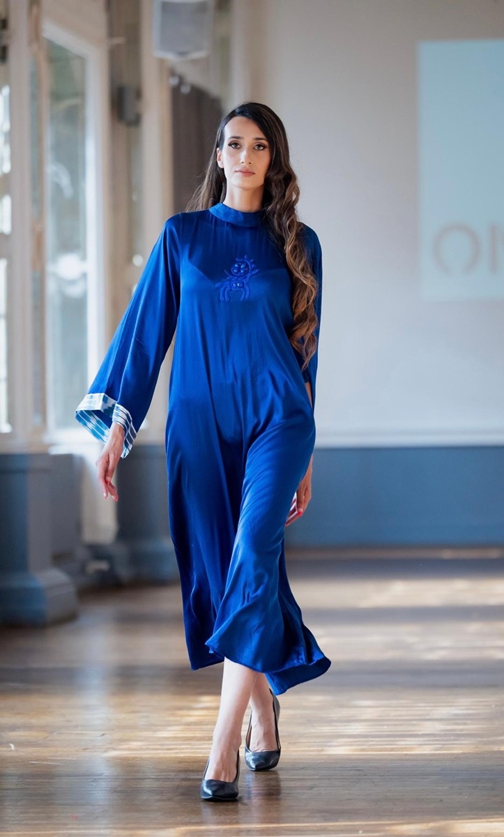 Paris Couture Week 2025, Omar Mansoor Lapis Lazuli Couture SS26 collection, fashion show in Paris.
