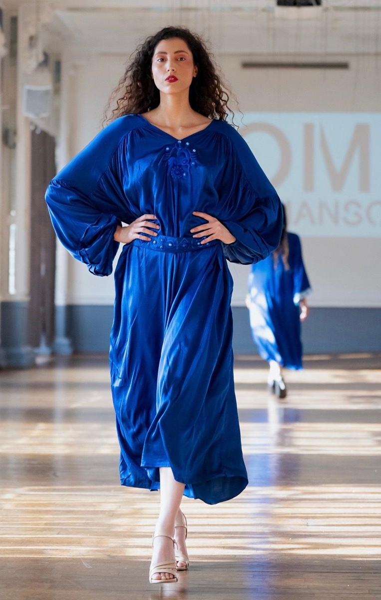 Paris Couture Week 2025, Omar Mansoor Lapis Lazuli Couture SS26 collection, fashion show in Paris.