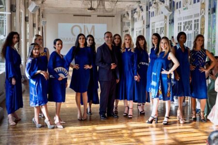 Paris Couture Week 2025, Omar Mansoor Lapis Lazuli Couture SS26 collection, fashion show in Paris.