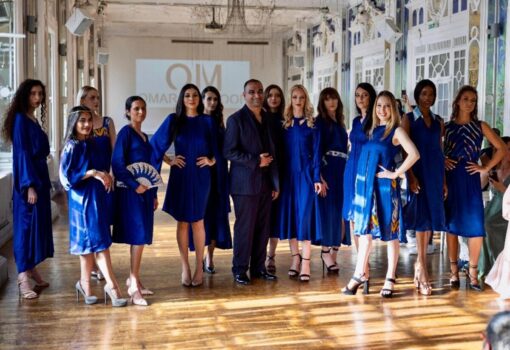 Paris Couture Week 2025, Omar Mansoor Lapis Lazuli Couture SS26 collection, fashion show in Paris.