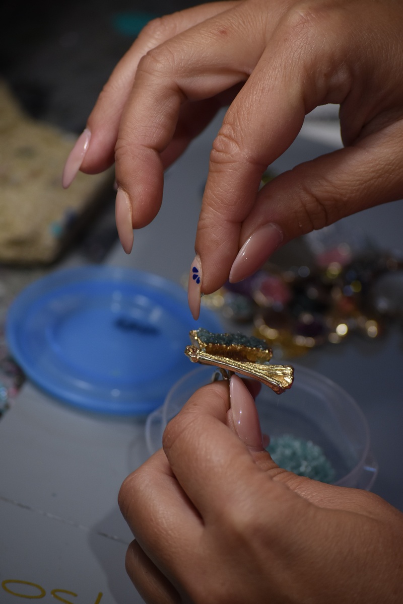 Tina Kotsoni handcrafted Jewellery Atelier in Aegina Greece by Think-Feel-Discover.com for the London Fashion Week Street Style 2025 project.