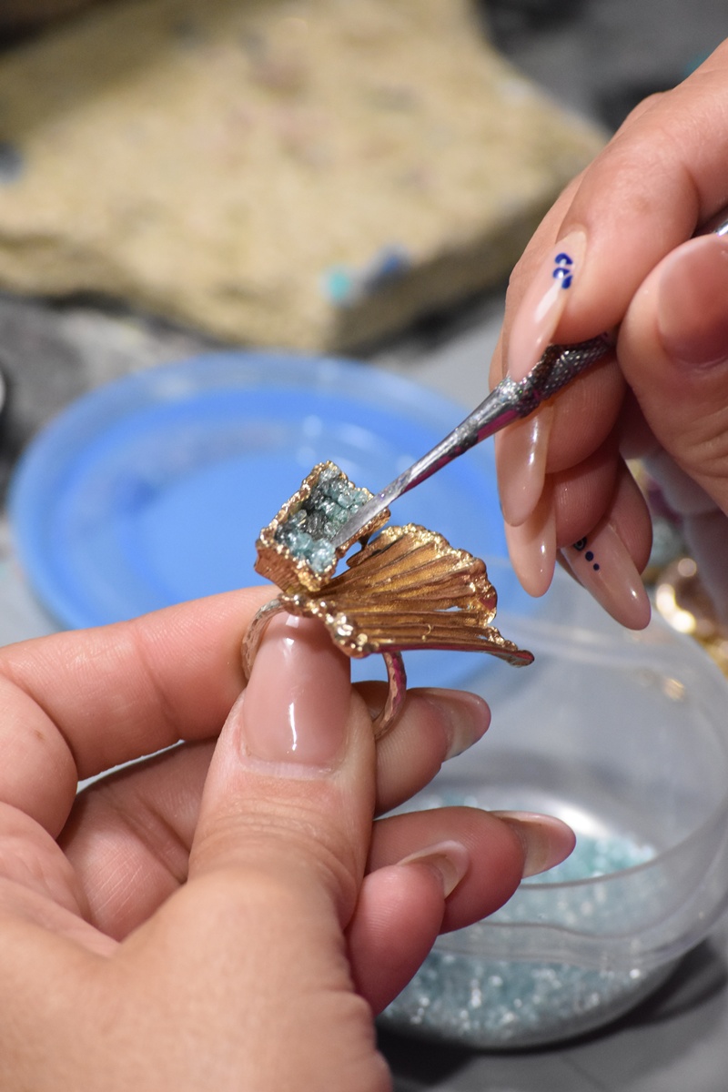 Tina Kotsoni handcrafted Jewellery Atelier in Aegina Greece by Think-Feel-Discover.com for the London Fashion Week Street Style 2025 project.