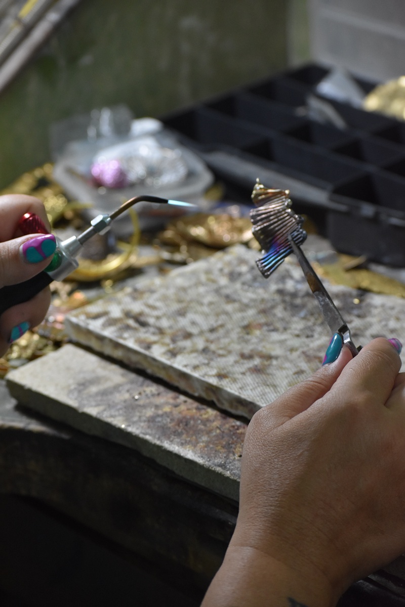 Tina Kotsoni handcrafted Jewellery Atelier in Aegina Greece by Think-Feel-Discover.com for the London Fashion Week Street Style 2025 project.