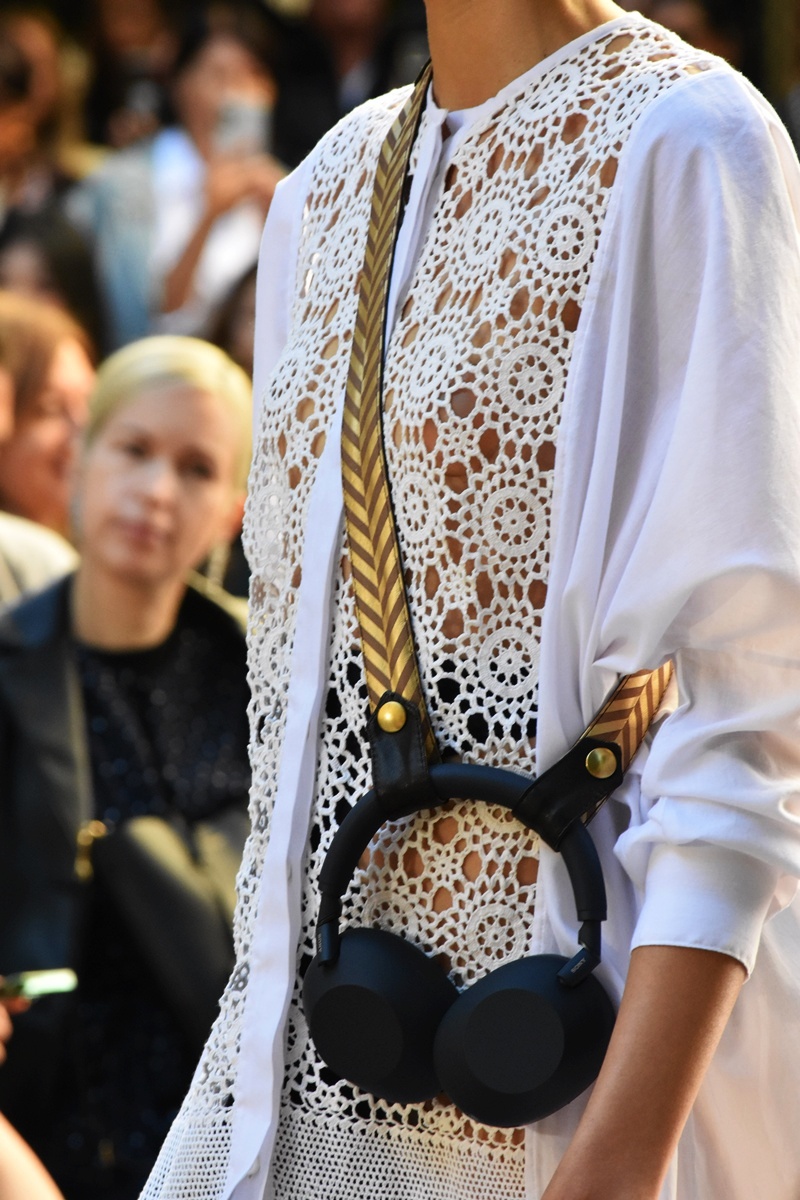Sony Headphones at Liberatore's SS26 collection during the Milan Fashion Week show 2025
