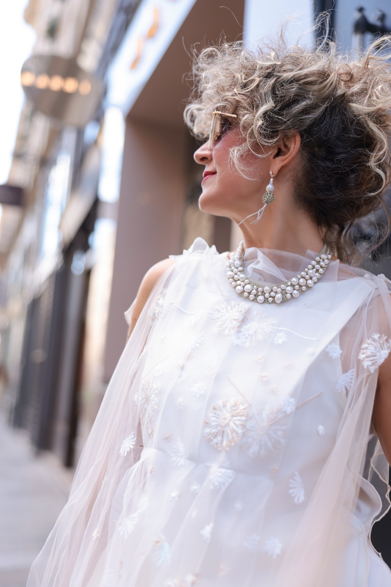 Pearl necklace by Vasso Galati for street style photography during the Paris Fashion Week 2025 by Chrysanthi Kosmatou,