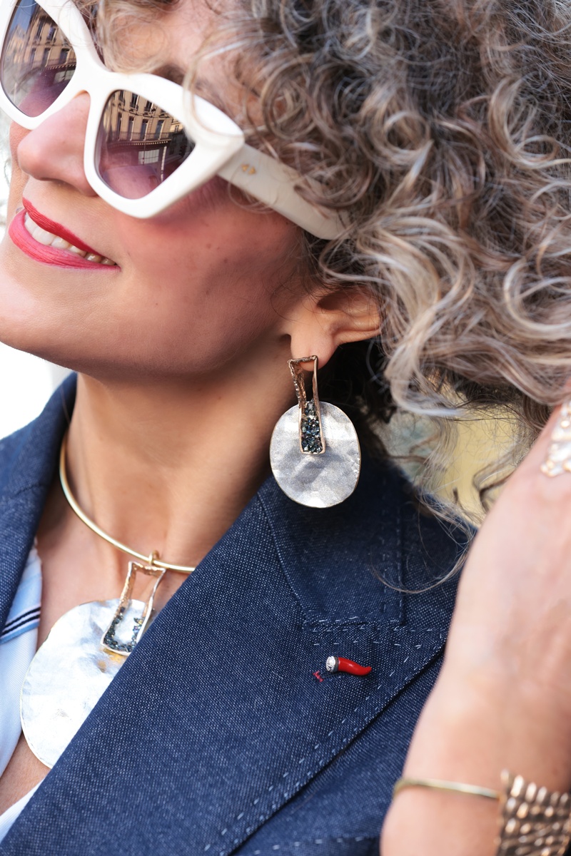 Statement Earrings by Tina Kotsoni, Best Every day Paris Street Style 2025 by Chrysanthi kosmatou, Think-Feel-Discover.com