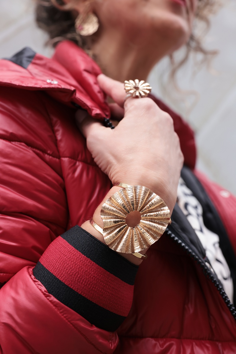 Tina Kotsoni OSTREA statement cuff-bracelet at London Fashion Week, February 2026.