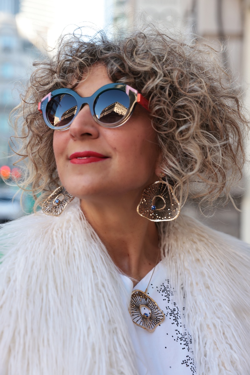 Milano Fashion Week 2026, ALTHEA statement earrings by Tina Kotsoni for Milano Fashion Week Street Style.