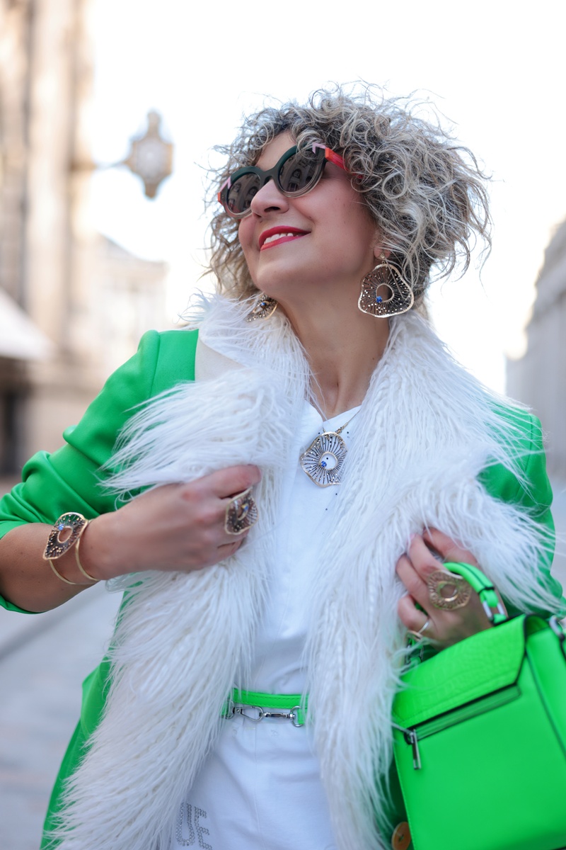 Milano Fashion Week 2026, ALTHEA Statement earrings by Tina Kotsoni for Milano Fashion Week Street Style.