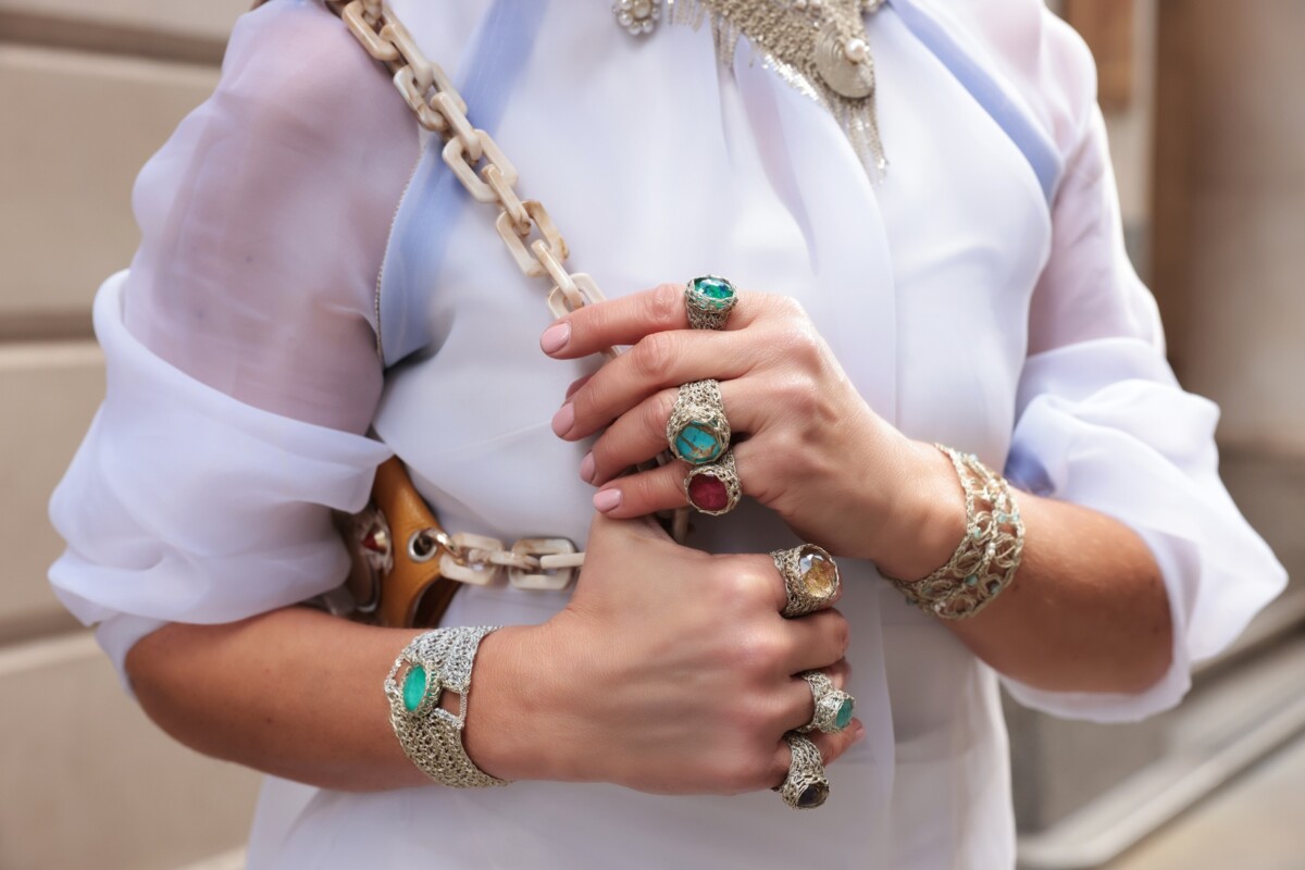 Statement rings by Vasso Galati at London Fashion Week, February 2026