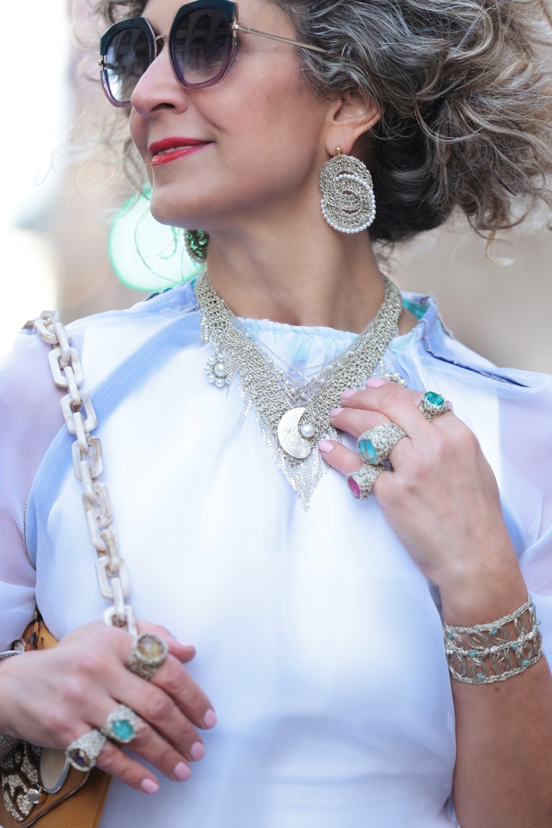 statement necklace by Vasso Galati at London Fashion Week, February 2026