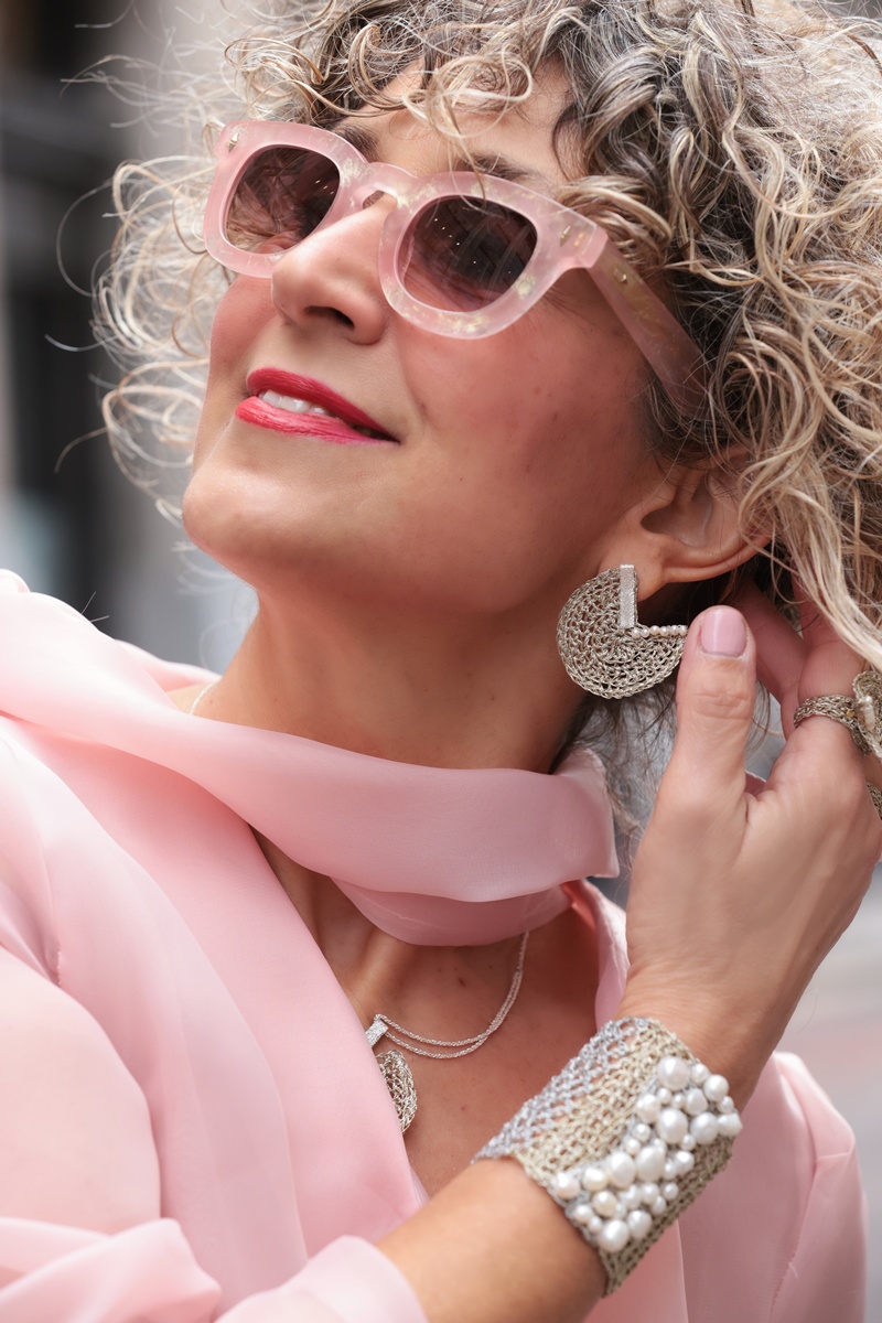Fashion Week Street Style, handcrafted earrings by Vasso Galati, Milan Fashion Week Street Style 2026
