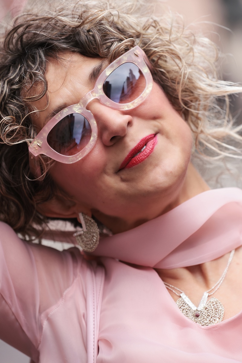 Handmade earrings by Vasso Galati, Milan Fashion Week Street Style 2026