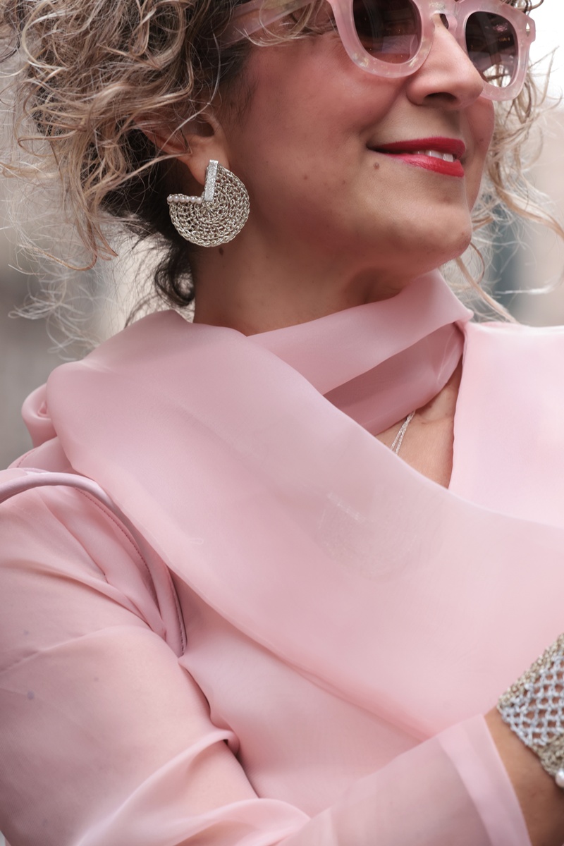 Fashion Week Street Style, handcrafted earrings by Vasso Galati, Milan Fashion Week Street Style 2026