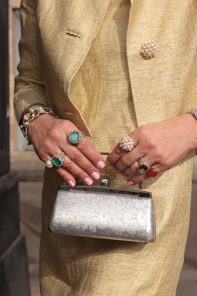 Handmade rings Vasso Galati Handmade Jewelry Collection 2026 at Paris Fashion Week 2026, Paris Fashion Week Street Style by Think-Feel-Discover.com.